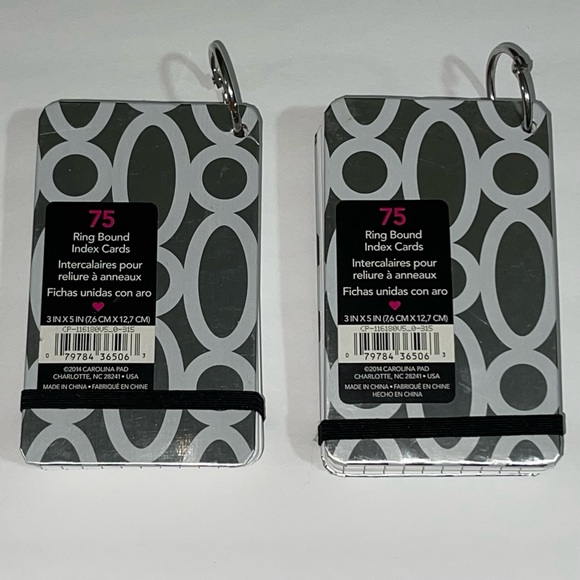 Studio C Silver Set of 2 Ring Bound Lined Index Cards, 3” x 5” - Picture 2 of 3